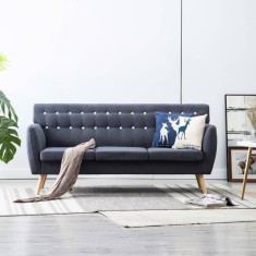 vidaXL Canapea 3 locuri, tapițerie textilă, 172x70x82 cm, gri &icirc;nchis