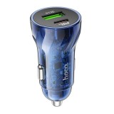 Incarcator Priza Auto Hoco Z47A, 2xUSB PD 30W Super Fast Charge, Albastru
