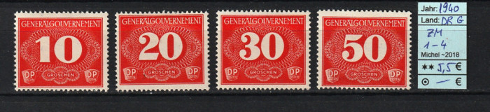 Germania, Reich, 1940 | Generalgouvernement - Supliment taxe | MNH / MLH | aph