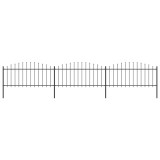 vidaXL Gard de grădină cu v&acirc;rf suliță, negru, (0,5-0,75) x 5,1 m, oțel