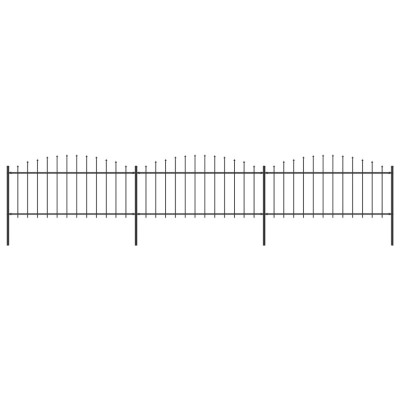 vidaXL Gard de grădină cu v&amp;acirc;rf suliță, negru, (0,5-0,75) x 5,1 m, oțel foto