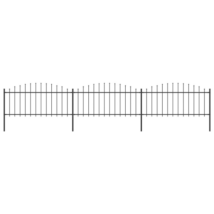 vidaXL Gard de grădină cu v&acirc;rf suliță, negru, (0,5-0,75) x 5,1 m, oțel