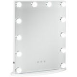 HOMCOM Oglindă de Machiaj cu Becuri LED, Design Modern și Funcțional, Ideală pentru Orice Dormitor, Alb | Aosom Romania