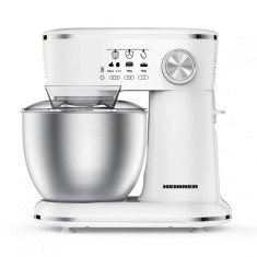 Mixer planetar Heinner, 1000 W, bol inox 5 l, 10 viteze, accesorii tel, carlig framantare, paleta, Alb