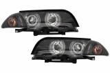 Faruri BMW E46 Sedan/Touring 1998-2001 Angel Eyes Negre cu reglaj electric
