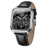 Cumpara ieftin Ceas barbatesc Olevs CS1935, piele naturala, negru-argintiu, cadran negru