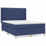 Cumpara ieftin Pat box spring cu saltea, albastru, 140x200 cm, textil