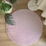 Covor Rotund Premium Belgian Model LOP 020, Marime 80 x 80 cm, Roz, Inaltime Fir 23 mm, Antiderapant, Antialergic, Poliester, Living, Dormitor, Sufrag