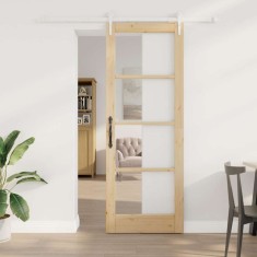 vidaXL Ușă glisantă Manual Maro 78 x 211 cm Lemn și metal 3332357
