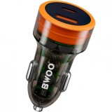 Incarcator Auto BWOO BO-CC85, 38W, 3A, 1 x USB-A - 1 x USB-C, Negru, Universal