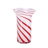 Cumpara ieftin Vaza flori sticla alba rosie 16 x 25 cm