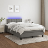 Cumpara ieftin Pat cu arcuri, saltea și LED, gri &icirc;nchis, 120x200 cm, textil