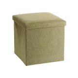 Cumpara ieftin Taburet cu spatiu depozitare, pliabil, textil verde forest Amely 38 x 38 x 38 cm