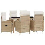 vidaXL Set dining pentru exterior 7 pcs Bej și alb crem 3422341