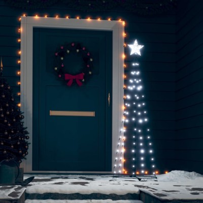Decorațiune Crăciun brad conic, 84 LED-uri, alb rece, 50x150 cm foto