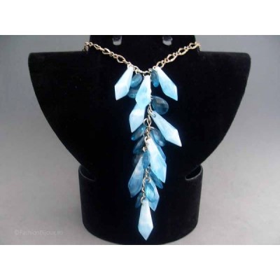 Colier bijuterie metalic cu pietre si cristale turquoise foto
