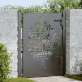 VidaXL Poartă de grădină, Poartă de grădină 105x75 cm Oțel Corten cu design de copac