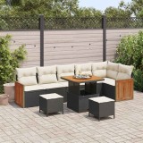 Cumpara ieftin Set de canapele pentru grădină 9 pcs Negru și Crem
