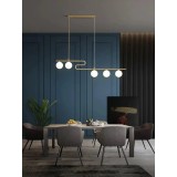 Cumpara ieftin Lustra suspendata pe cablu, 5 globuri albe din sticla, dulie G9, inaltime reglabila reglabila 1.2M