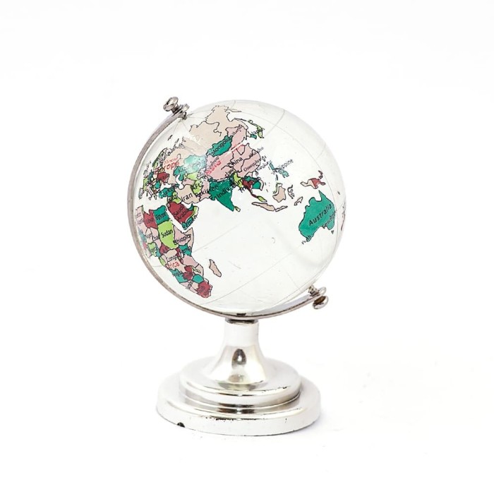 Glob pamantesc din cristal cu harta pictata mare 55 mm