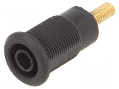 Soclu Banană 4mm 32A Negru Aurit 33mm foto