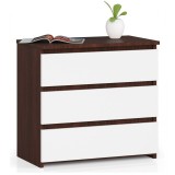 Comoda, placa laminata, 3 sertare, stejar Wenge si alb, 60x35x57 cm