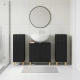 Cumpara ieftin Set de cabinet pentru baie cu 3 piese ARNHEM 3 buc. Negru