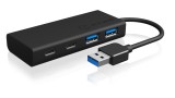 HUB extern Icy Box, porturi USB: USB 3.0 x 2, USB-C x 2, conectare prin USB, cablu 0.10m, plastic, negru, &quot;IB-HUB1426-U3&quot; (timbru verde 0.8 lei)