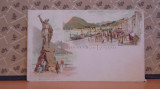 ELVETIA - LUGANO - LITOGRAFIE CU 2 POZE STATUIA GME TELL SI VEDERE CHEU, 1896-