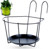 Suport Metalic pentru Ghivece de Balcon - Negru 29&times;22&times;24 cm Handy KitchenServ