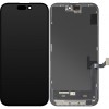 Display cu Touchscreen MP compatibil cu Apple iPhone 15 Plus, cu Rama, Versiune Soft OLED FHD IC Movable, Negru