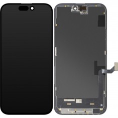 Display cu Touchscreen MP compatibil cu Apple iPhone 15 Plus, cu Rama, Versiune Soft OLED FHD IC Movable, Negru