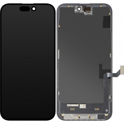 Display cu Touchscreen MP compatibil cu Apple iPhone 15 Plus, cu Rama, Versiune Soft OLED FHD IC Movable, Negru foto