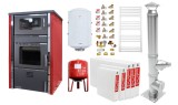 Pachet incalzire si apa calda 4 camere Termosemineu FORNELLO AVANOS 32 kw Red pe combustibil solid lemn,carbune,bricheti , cos inox, boiler termoelect