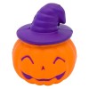 Jucărie Squishy Halloween, Dovleac cu Pălărie, Portocaliu/Mov, 11cm, Oem