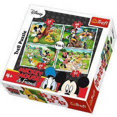 Puzzle Trefl 4 in 1, In parc cu Mickey