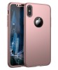 Husa Full Cover Fata+Spate Apple iPhone X, Rose Gold, Carcasa Protectie Completa, Plastic