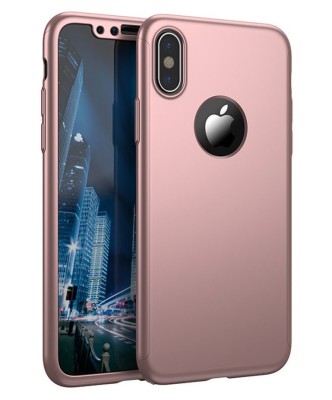 Husa Full Cover (fata + spate) pentru Apple iPhone X, Rose Gold foto