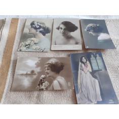 LOT CARTI POSTALE PERIOADA INTERBELICA, 4+1, 3 CIRCULATE SI 2 NECIRCULATE