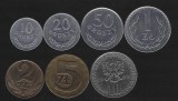 POLONIA Lot / 7 buc - 10 + 20 + 50 GROSZY + 1 + 2 + 5 + 10 ZLOTI 1977