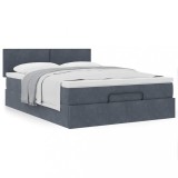 Gossi cadru de pat otoman cu saltea gri inchis 140x200cm catifea