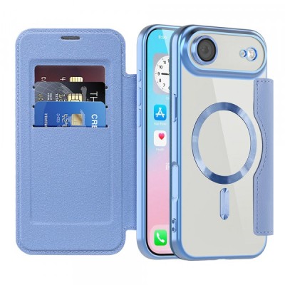 Husa MagSafe pentru Apple iPhone 17 Air, Techsuit, SmartMag Book, Bleu foto