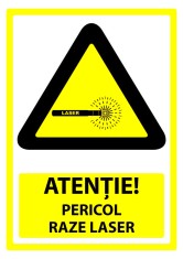 Indicator atentie pericol raze laser foto