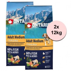 ONTARIO Adult Medium 7 Fish &amp;amp;amp; Rice 2 x 12kg foto