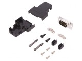 D-Sub 9-PIN Mufă Tată Lipire Neagră Kit Complet