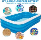 Piscina gonflabila dreptunghiulara pentru copii, Family, Bleu-Alb, 200x150x50 cm, Dreptunghi, Oem