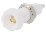 Soclu Banană 4mm Albă 10A 50VDC, DELTRON