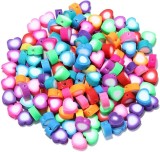 Set de 100 margele Ysimee, model inimioare, argila polimerica, multicolor, 10 mm