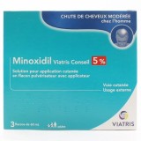 Solutie, Viatris, pentru Cresterea Parului, Minoxidil 5%, Pulverizator Inclus, 3x 60ml
