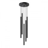 Lampă Suspendată Pastelo Negru Oțel 5 Becuri Tub Modern De Interior